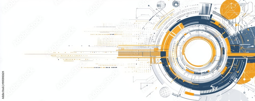 Poster a grey and white abstract technology background with various technology elements an innovation commu