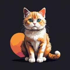simple pixel art of cat draw with 2 color isolated