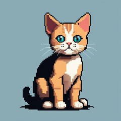 Obraz premium simple pixel art of cat draw with 2 color isolated