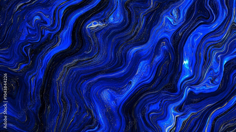 Aufkleber blue background on black. fractal graphics. three-dimensional composition of glowing lines and motio
