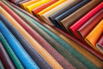 Sample of colored leather in a legitimate or synthetic leather catalog