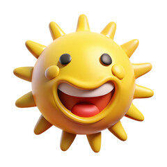 cheerful, 3D, sun, beams, happiness, summer, vibes, isolated, transparent, background, vibrant, bright, warm, joyful, illustration, playful, sunny, character, smiling, rays, cartoonish, design