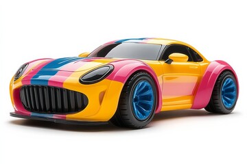 Plastic toy car isolated on a transparent background. Generative AI