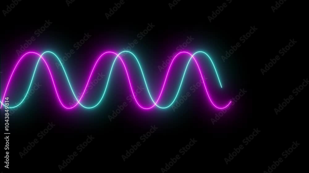 Poster glowing neon lines moving animation. seamless curve lines animated on background. wavy neon lines mo