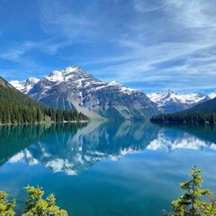 beautiful lake in the mountains.