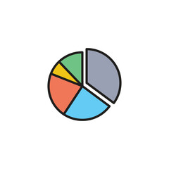 Pie chart colored vector icon on white background. Stock vector EPS10