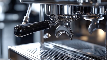 Modern Black Coffee Machine in a Stylish Kitchen with Cup - Sleek Home Appliance Closeup