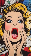 Comic, Cartoon, Street Art, Digital Art, Female Face, Abstract Image, Texture, Pattern Background, Wallpaper, Cover and Screen of Smartphone, PC, Laptop, 9:16 and 16:9 Format