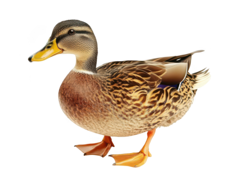 Illustration of a mallard duck with vibrant brown, blue, and green plumage.