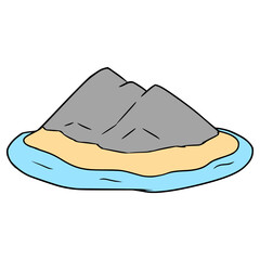 mountain on the island illustration hand drawn isolated vector