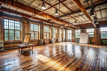Quiet studio with wood accents and leading lines