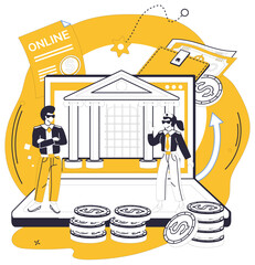 Online banking vector illustration. Online banking is compass guiding businesses through intricate terrain digital finance In digital ballet transactions, online banking pirouettes gracefully as lead © Dmytro