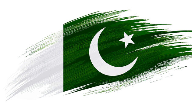 Brushstroke of the Pakistani Flag on a White Canvas
