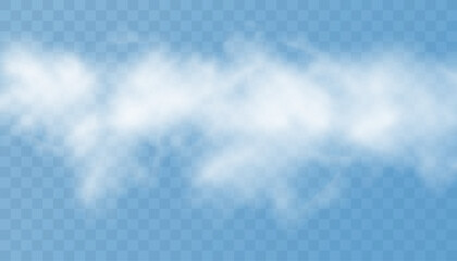 Cloud. Sky in clouds. Set of vector condensation trails. Smoke.