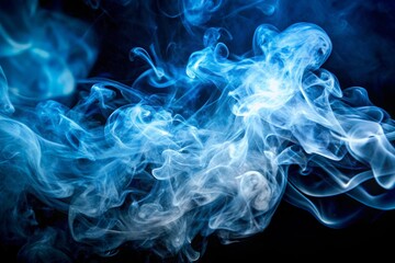 A blue smokey wave with a white background