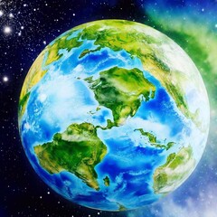 Fototapeta premium extreme close up of planet Earth painted by a child, high definition image, without any text