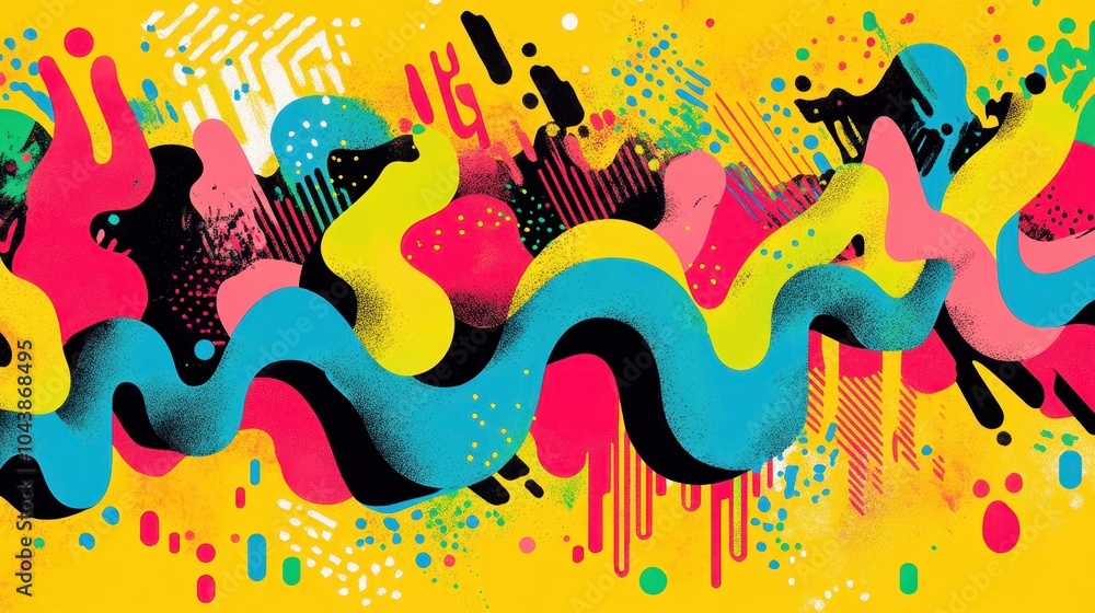 Poster abstract colorful shapes and patterns