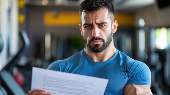 Determined Fitness Trainer Reviewing Important Document