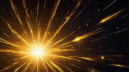 Abstract gold light ray sun beam blur glow effect background gold light flash spotlight 