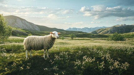 Fototapeta premium Sheep on pasture