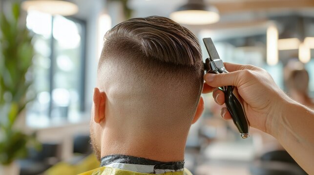 Professional Barber Cutting Hair with Clippers