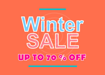 Banner, winter sale up to seventy percent.