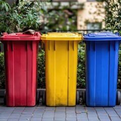 Eco-Friendly Waste Sorting: Colorful Recycling Bin for Saving the Environment