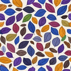 Obraz premium Seasonal Foliage: Autumn Seamless Pattern of Leaves and Plants in Various Colors