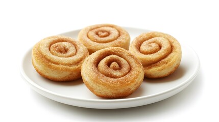 Fototapeta premium Freshly baked cinnamon roll pastries on white plate for breakfast delight