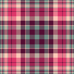 Vertical seamless textile texture, sketch tartan vector check. Horizon plaid background fabric pattern in pink and pastel colors.