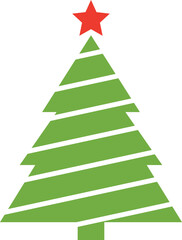 Fototapeta premium Christmas tree vector illustration design. Christmas green tree illustration with star, christmas tree vector illustration, Tree vector art, christmas tree silhouette, Christmas vector icon.