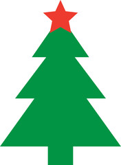 Obraz premium Christmas tree vector illustration design. Christmas green tree illustration with star, christmas tree vector illustration, Tree vector art, christmas tree silhouette, Christmas vector icon.