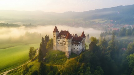 Naklejka premium Misty Morning Castle