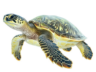 Fototapeta premium Majestic sea turtle gliding gracefully, highlighting its detailed shell and fins.