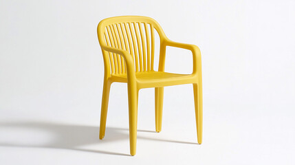 Fototapeta premium Yellow Plastic Chair with Armrests Modern Design Home Decor Furniture