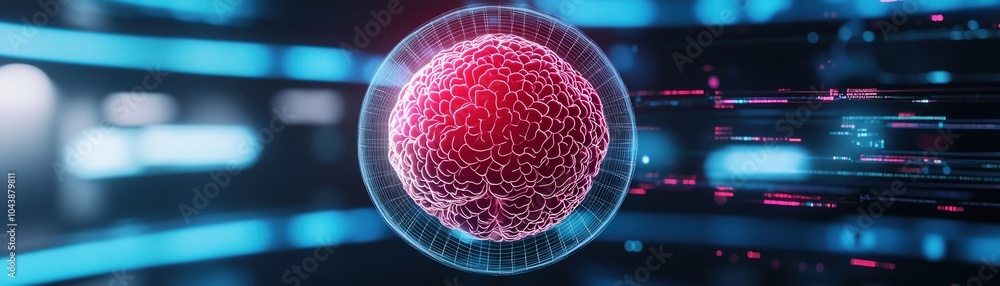 Poster abstract representation of a molecular structure with vibrant colors on a digital background.