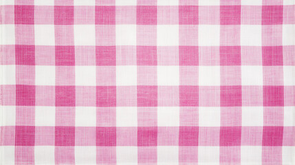 Pink and White Gingham Pattern Fabric Texture Background