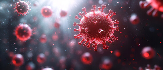 Microscopic Image of Coronavirus with Spikes and Surface Detail