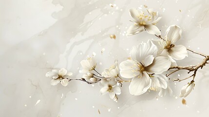 Elegant White and Gold Floral Digital Art Collection for Wall Decor and Design Projects
