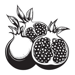 PomegranatesIn cartoon, hand-drawn flat style. image for social media, websites and UI. Isolated 2D vector design in logo, icon, sketch style, simple line vector, single color. AI Generative Art.