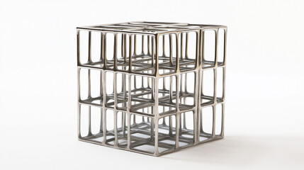 Abstract Metal Sculpture Cube  Geometric  Modern Art  Home Decor