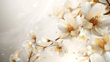 Elegant White and Gold Floral Digital Art Collection for Wall Decor and Design Projects