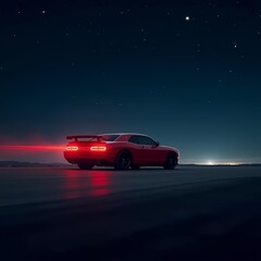 Fototapeta premium A car red in the Night