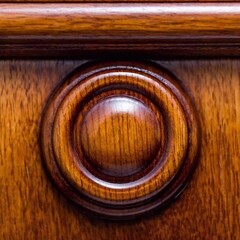 Polished Mahogany Surface: A close-up of a polished mahogany wood surface, in deep focus to highlight the smooth, glossy finish and the fine details of the wood grain.
