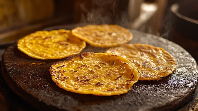 Freshly Cooked Indian Flatbreads on a Hot Tawa.