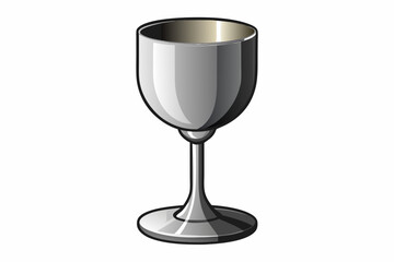 Original wine glass from stainless steel (goblet) isolatetd on white with clipping pa