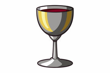 Original wine glass from stainless steel (goblet) isolatetd on white with clipping pa