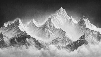 Dramatic Black and White Mountain Range Landscape Photography
