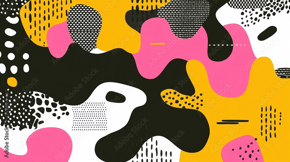 Poster colorful abstract vector art with flowing lines and shapes