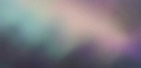 Blurred abstract background with grainy gradient blending light pink and blue into dark purple and gray